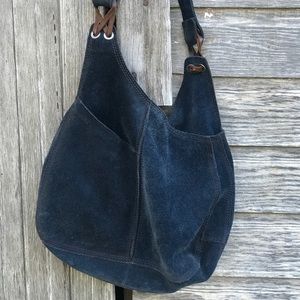 Lucky Brand blue suede vintage hobo bag